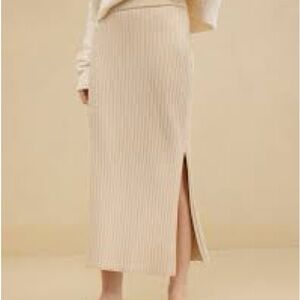 Aerie Cream Ribbed Pencil Skirt